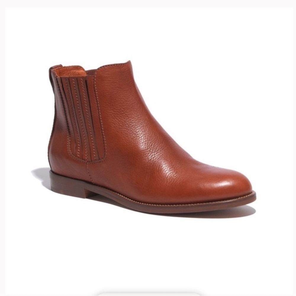 Madewell The Ainsley Chelsea Boot Cognac Leather Slip on Ankle Boots Womens 6.5